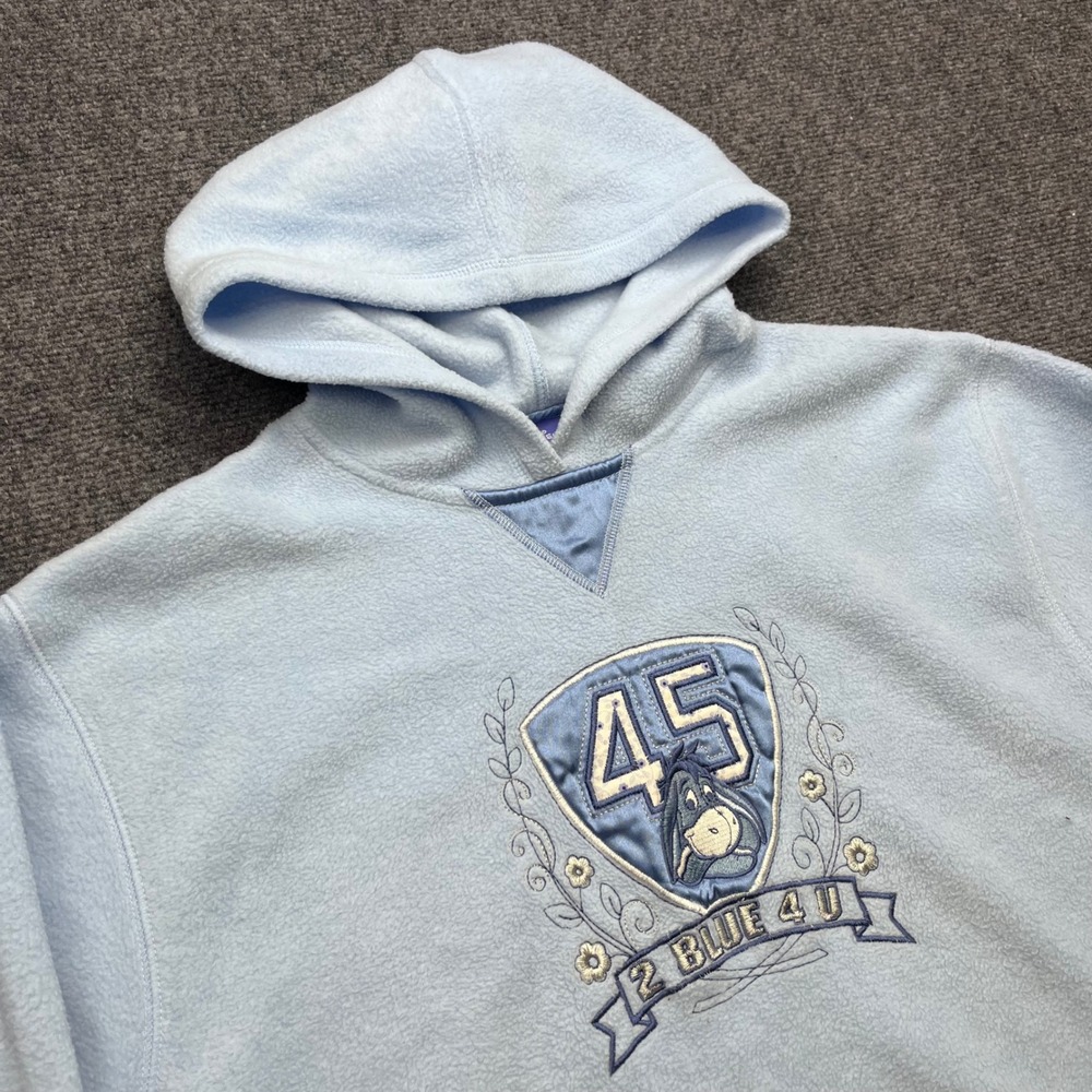 Disney Eeyore Vintage Style Fleece Pastel Blue Hooded Sweatshirt AT2277